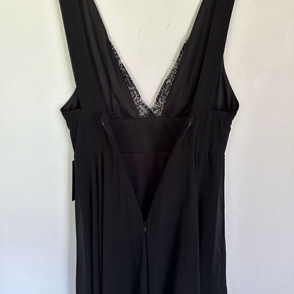 Lulus Women’s V Neck Lace Trim Black True Bliss Black Maxi Dress - Picture 8 of 13